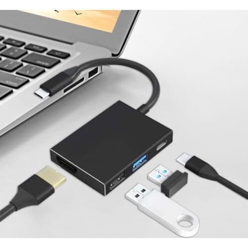 4-in-1 Multiport Type-C to HDMI-compatible USB PD Hub Docking Station Adapter for PC Computer
