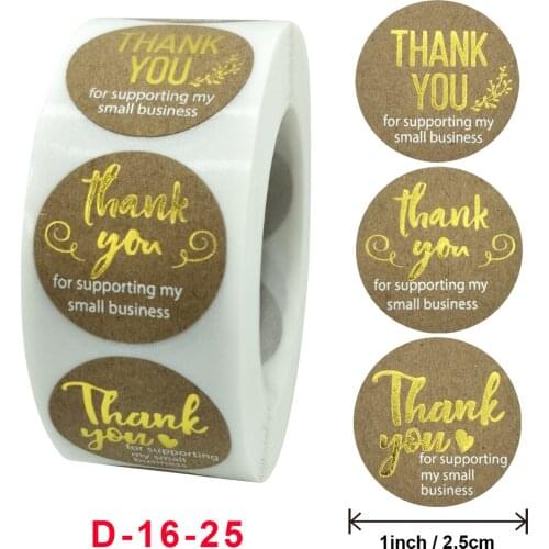 500pcs/roll "THANK you for suppoting my small business"sticker for envelope sealing labels gold sticker stationery supply