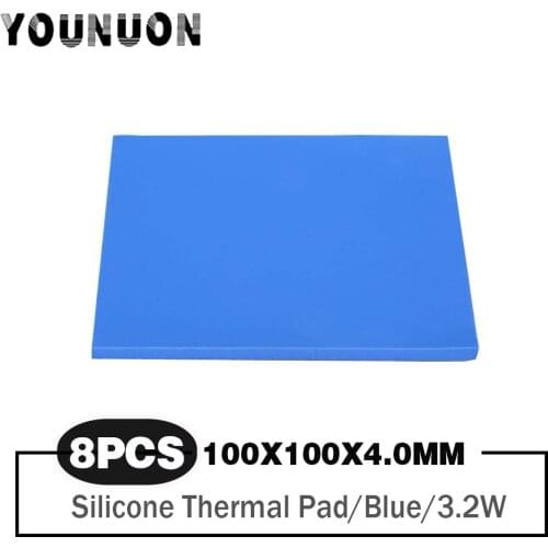 8 Pieces Durable Silicone 100mmx100mmx4mm Thermal Pad GPU CPU Heatsink Cooling Conductive Silicone Pad