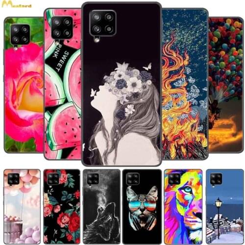 For Samsung A42 5G Case Flower Girl Silicone Soft TPU Phone Cover for Samsung Galaxy A22 / M32 Case A 22 42 5G Capa Black Bumper