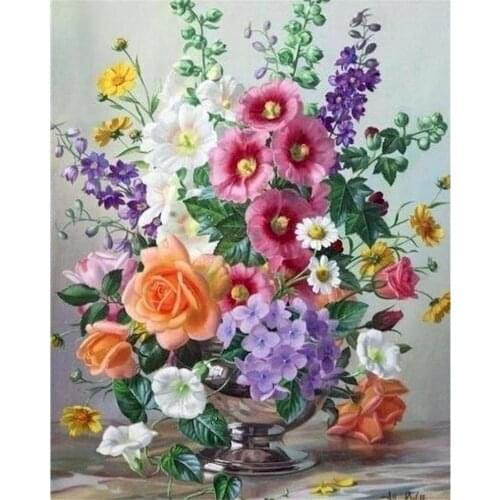 Flowers Adult Child DIY 11CT Cross Stitch Embroidery Kits Needlework Craft Set Cotton Thread Printed Canvas Home Sale