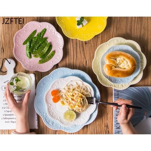 European Ceramic Tile Western Tile Round Table In Pie Cheese Dinner Plates Side Plate Buffet Table Tableware Tea Tray Set