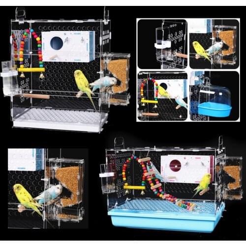Bird Cage Acrylic Transparent Parrot Cage Tiger Skin Peony Cloud Acacia Small Parrot Cage Breeding Large Cage Anti-Flying