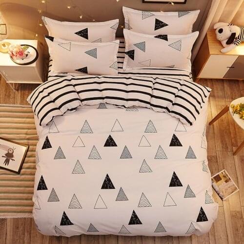 58 White Black Geometric Bedding Set Brief Style 3/4PCS Bedspread Bed Linen Euro Home Textiles Flower Printing Bedclothes