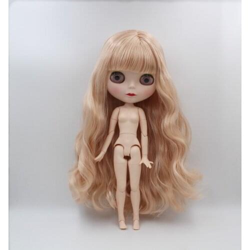 Blygirl,Blyth doll,light yellow bangs with curly hair, 1/6 nude dolls, 19 joints, a new face shell doll that can make up for her