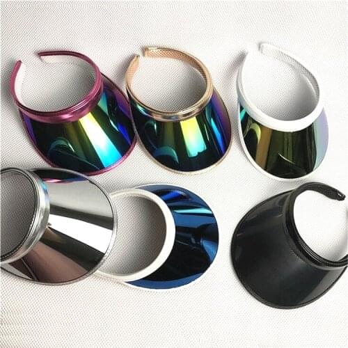 Summer Colorful PVC Plastic Gilding Visor Hat Womens Outdoor UV Protection Beach Sun Shade Caps For Cycling Gorros