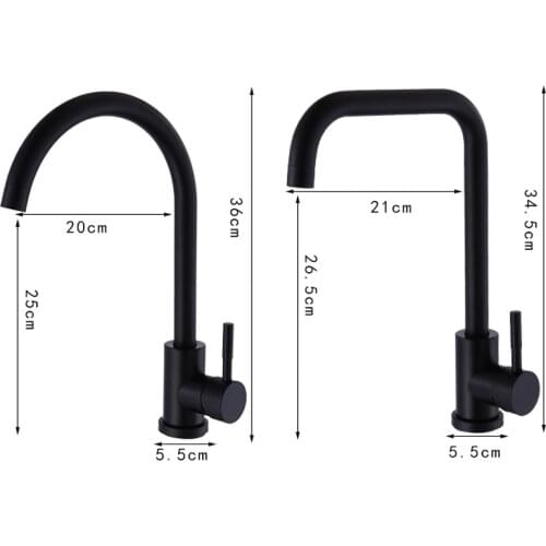 Matte Black/White Kitchen Sink Faucet + Free Hose, SUS304 Stainless Steel 360 Rotation Kitchen Water Tap Single Handle Mixer Tap