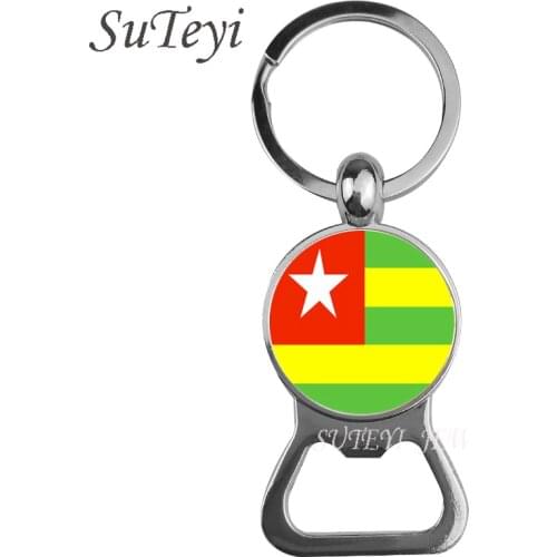 Eritrea / Togo / Cape Verde national flag Beer bottle opener metal keychain vintage fashion men key chain ring holder for car