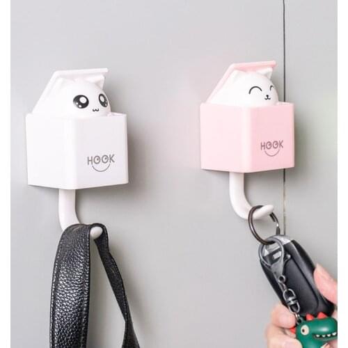 Cute Room Decor Hooks Key Holders Hidden Cat Wall Shelf Clothes Hat Animals Hanger Sticky Hook Hidden Cat Organizer Storage Rack