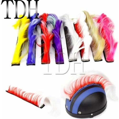 Motorcycle Racing Biker Helmet Sticker Mohawk Punk Style Outdoor Removable Helmet Hair Feather Decoration Red White