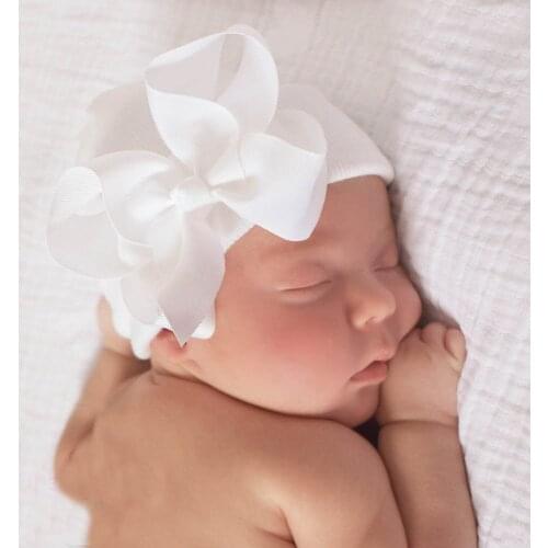 New baby hat winter hat tire cap double thickening bow hat baby Europe and America photo props newborn kids winter hat