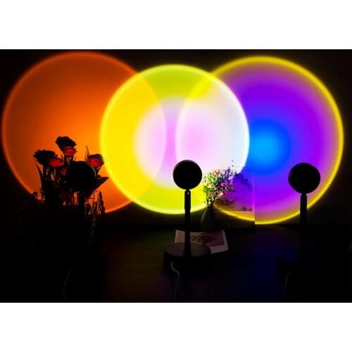 New Usb Button Rainbow Led Night Light Sunset Projector Atmosphere Home Coffee Shop Background Wall Decoration Colorful Lamp