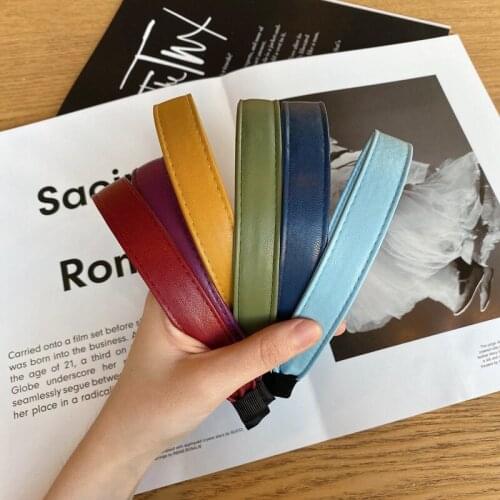 Solid Color Pu Leather Hairbands Retro Headbands Chic Hair Hoop Hair Accessories for Women and Girls Outdoor Casual Decoration