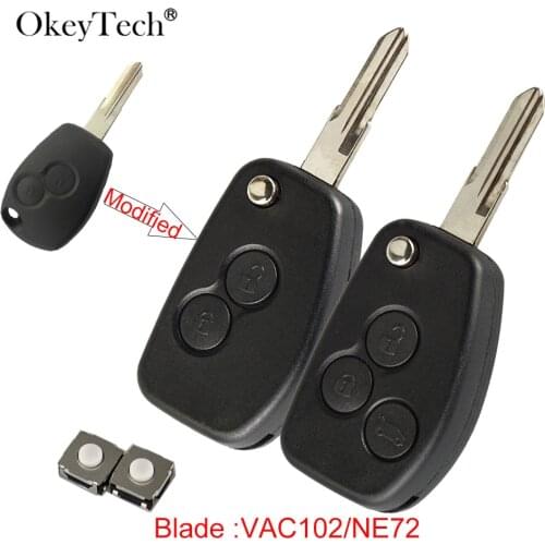 OkeyTech 2/3 Buttons Flip Remote Car Key Case For Renault megane Dacia Modus Espace Duster Clio Replacement Modified Key Cover