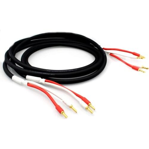 Pair Audiophile Single Crystal Copper HIFI Audio Speaker Banana Plug Cable for Amplifier CD Player