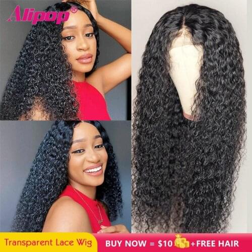 Curly Lace Front Wig Transparent Lace Wigs For Women Human Hair Wigs Brazilian Remy T Part Curly Human Hair Wig