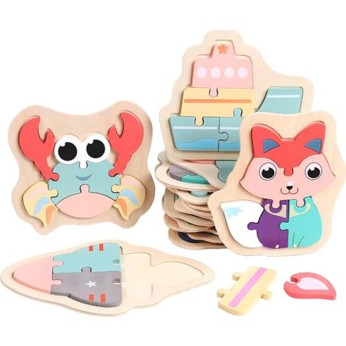 3D Wooden Puzzle Childrens Baby Toys Animals And Vehicles Wooden Jigsaw Puzzle Baby Childrens Educational Learning Toys Gifts