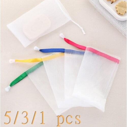 5/3/1PC Soap Foaming Net Wash Face Bath Shower Soap Blister Bubble Mesh Body Cleansing Nets Bathroom Accessories Random Color