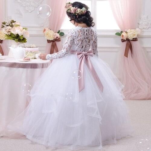 Flower Girls Dresses For Weddings Handmade Flowers Bow Sash Baby Child Birthday Party Gown First Communion Dress