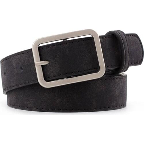 2021 Wide Leather Waist Strap Belt Black Women Square Metal Pin Buckle belts Ladies Female Belts for Jeans Waistbands students