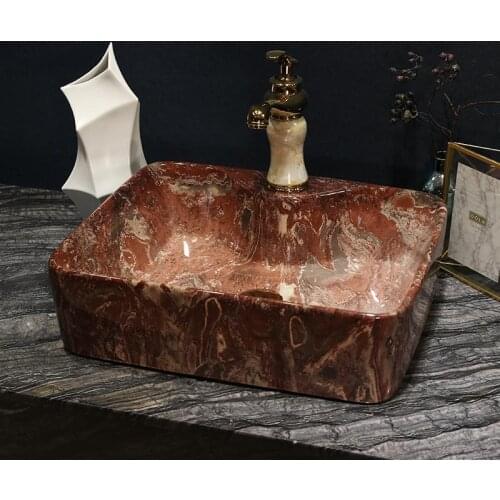 Europe Style Handmade Luxurious Glazed Countertop Ceramic Bathroom Basin rectangular ceramic wash basins Bathroom Sink