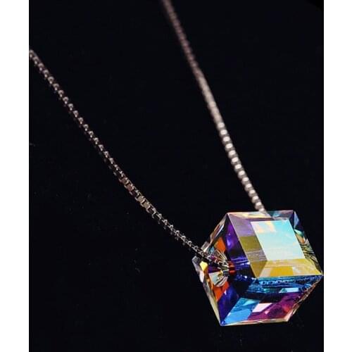 Seanlov Square Sugar Aurora Necklace For Women Gifts Simple Character Necklace Fashion Jewelry