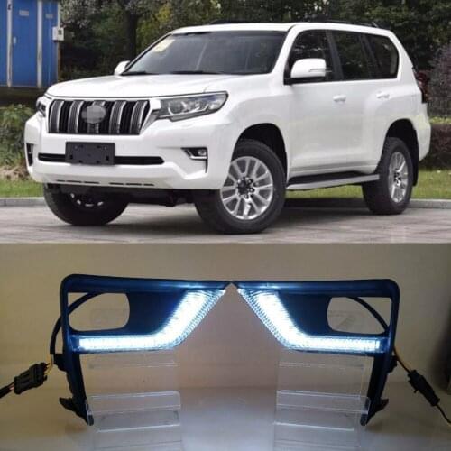 2PCS LED Daytime Running Light For Toyota Land Cruiser Prado 2018 Car Accessories Waterproof 12V DRL Fog Lamp Decoration