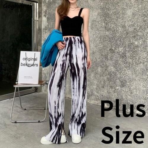 Tie-dye Casual Pants Women Size S-3XL Split New Designers High-street Full-length Fashion Summer Cozy All-match Lady Trousers