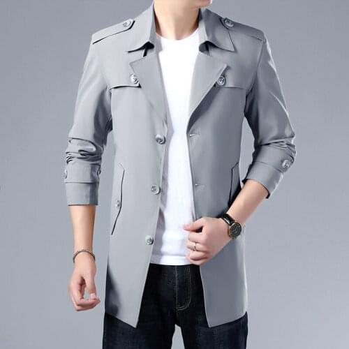 2021 Brand Spring Autumn Men Trench Coats Superior Quality Buttons Male Fashion Outerwear Jackets Windbreaker Plus Size 4XL
