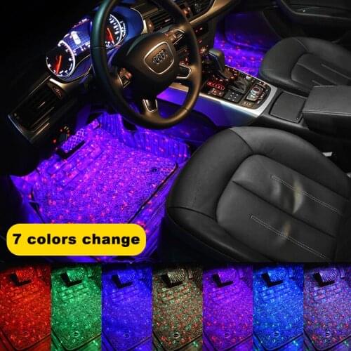 USB Car Atmosphere Light 7Colors LED Car Foot Light Ambient Lamp Interior Auto Decorative Light Seat Position Atmosphere Lights