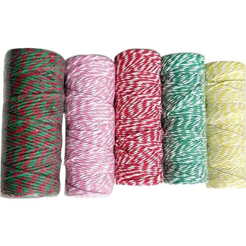 1Pc Two-Color Cotton Rope 50/100 Meters DIY Handmade Material Cotton Thread Christmas Decoration
