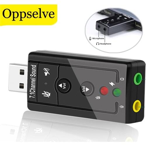 Oppselve 7.1 External USB Sound Card Adapter Audio 3D USB to 3.5mm microphone Speaker Headphone Interface For Laptop PC Mac Win