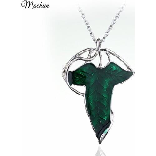 MQCHUN Movie Jewelry Lord Of The Elven Leaf Arwen Evenstar Alloy Pendant Elves Aragorn Green Leaves Gift For Man And Woman