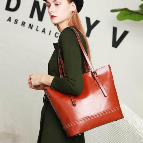 MESOUL Brand Women Bag Brown Shoulder Messenger Bags Retro Oil Wax Cowhide Leather Designer Handbags High Quality Purse Big Tote