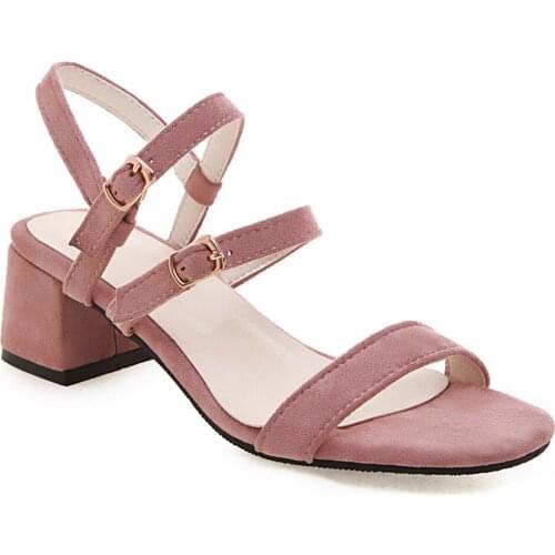 2019 summer double-breasted thick heel with open toe womens sandals 33-43