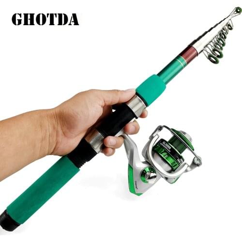 1.8m 2.1m 2.4m 2.7m 3.0m 3.6m Telescopic Fishing Rod And Reel Combo Set Spinning Fishing Rod Pole Travel Sea