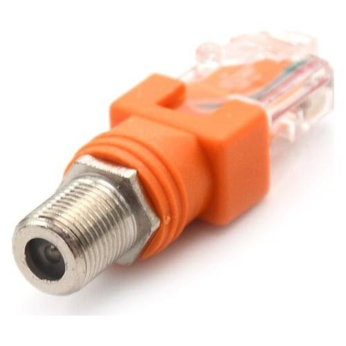 1Pc F-Type Connector RF Female To RJ45 Male Coaxial Barrel Coupler Adapter Coax Adapter RJ45 To RF Connector
