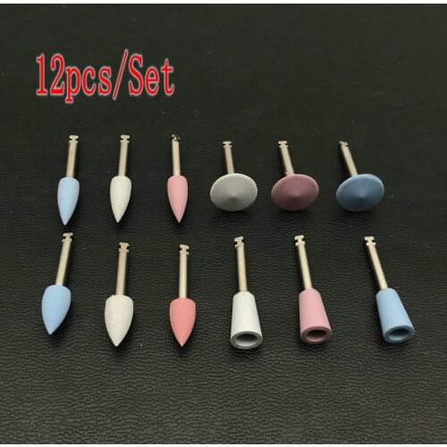12pcs/lot Dental Silicone Grinding Heads Teeth Polisher for Low-speed Machine Polishing Dental Tools Dentistry Lab