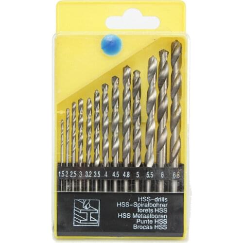 13Pc Drill Bit High Speed Steel Straight Handle Twist Drill Woodworking Plastic Iron Sheet Aluminum Leather Tapper Reamer