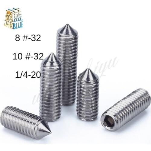 20 PC/lot) 8#-32*L/ 10#-32*L/ 1/4-20*L DIN914 UNC Stainless Steel screws Grub Screws Hex Socket Head Set Screw