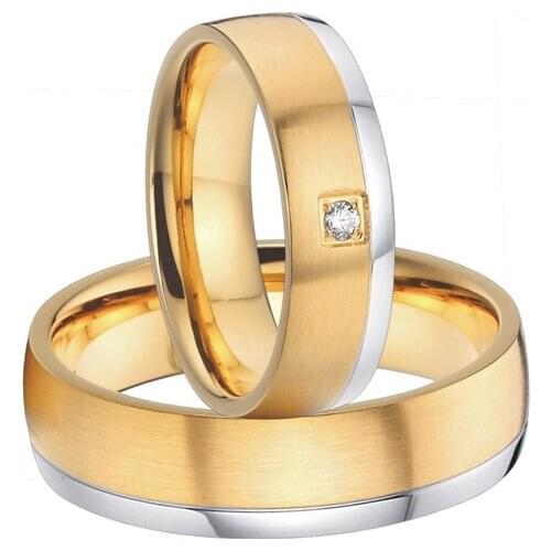 2015 beautiful mens and womens gold color titanium steel wedding bands promise rings sets handmade custom alliances