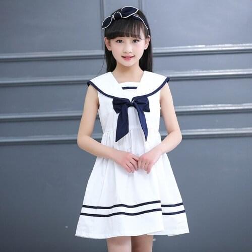 2017 new college wind child dress girls' summer school uniform dress childrens clothing