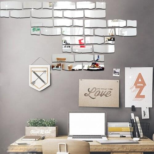 24PCS Removable Mirror Brick Wall Sticker Decal Self Adhesive Home Room Art Decor Mirror Stickers