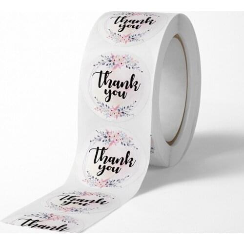 500pcs/Roll Washi-Masking-Tape Flower With Thank You Paper Sticker Seal DIY Crafts Adhesive Stationery Scrapbooking Decoration