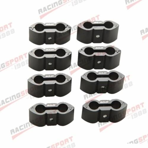 8PCS 3AN (6.56mm) Hose Separator Fuel Line Clamp Fitting Adapter Butterfly Black