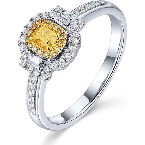 925 Sterling Silver Luxury Female Girl Crystal CZ Stone Ring Boho Silver Color Yellow Rings Promise Engagement Rings for Women