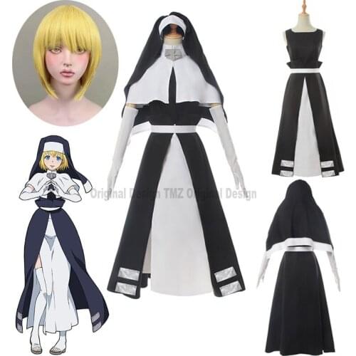 Anime Fire Force Iris Cosplay Costume Nun Halloween Carnival Costume Enen no Shouboutai Cosplay Women Nun Clothes Wig Free Ship