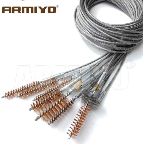 Armiyo New Type .22Cal ~ .45Cal 9mm Gun Bore Cleaning Pistol Rifle Barrel Bronze Brush + Durable Iron Wire Draw Rope Thread 8-32
