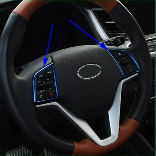 Car styling Interior Steering Wheel Control Button Frame Cover Trim Sequins Sticker For Hyundai Tucson 2015 2016 2017 Auto Parts