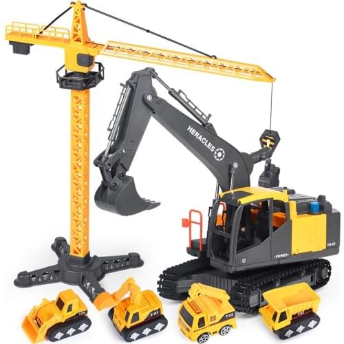 Big Truck Alloy Diecast Car Excavator Model Scale Construction Vehicles Carrier Truck Engineering Car Toys Caterpillar Tractor